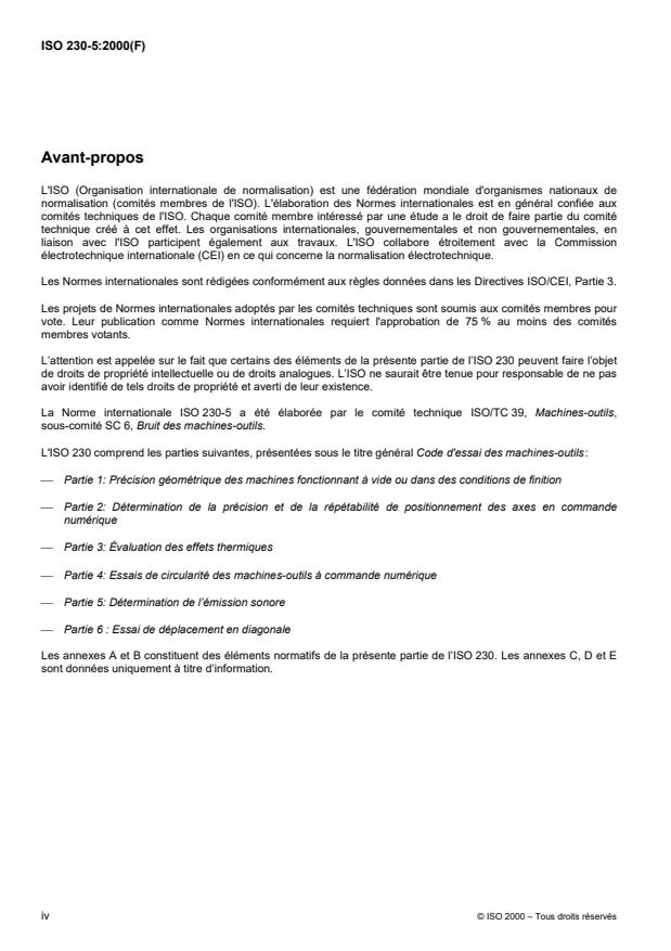 ISO 230-5:2000 ISO 230-5:2000 - Code d'essai des machines-outils - Page 4 preview
