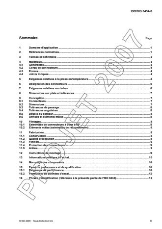 ISO 8434-6:2009 - Raccordements de tubes métalliques pour transmissions hydrauliques et pneumatiques et applications générales