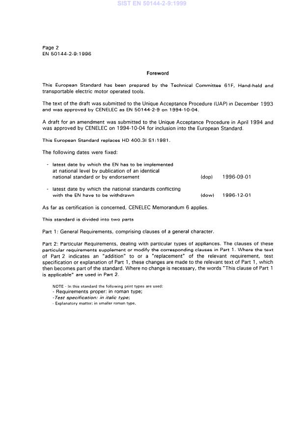 EN 50144-2-9:1996 EN 50144-2-9:1999 - Page 4 preview