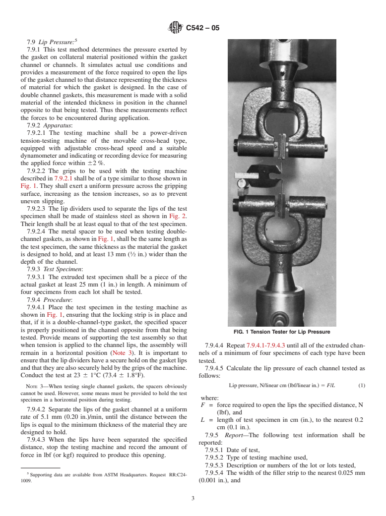 ASTM C542-05 - Standard Specification for Lock-Strip Gaskets