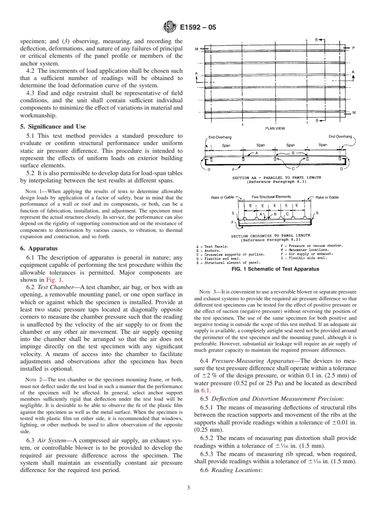 ASTM E1592-05 - Standard Test Method for Structural Performance of Sheet Metal Roof and Siding Systems by Uniform Static Air Pressure Difference