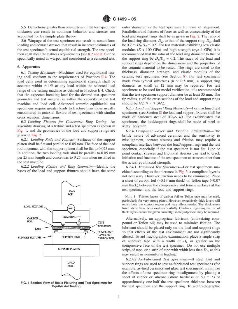 ASTM C1499-05 - Standard Test Method for Monotonic Equibiaxial Flexural Strength of Advanced Ceramics at Ambient Temperature