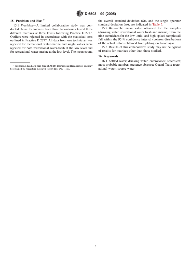 ASTM D6503-99(2005) - Standard Test Method for Enterococci in Water Using Enterolert