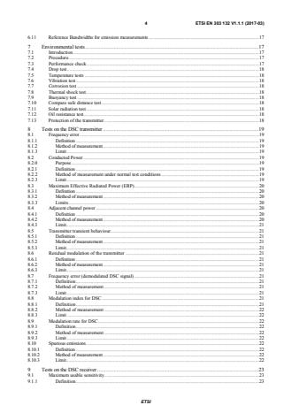 SIST EN 303 132 V1.1.1:2017 ETSI EN 303 132 V1.1.1 (2017-03) - Maritime low power VHF personal locating beacons employing Digital Selective Calling (DSC); Harmonised Standard covering the essential requirements of article 3.2 of Directive 2014/53/EU - Page 4 preview