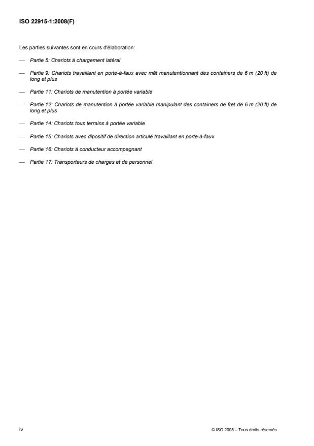 ISO 22915-1:2008 ISO 22915-1:2008 - Chariots de manutention -- Vérification de la stabilité - Page 4 preview