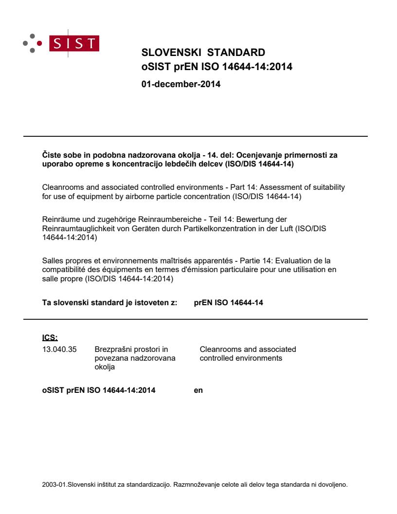 prEN ISO 14644-14:2014