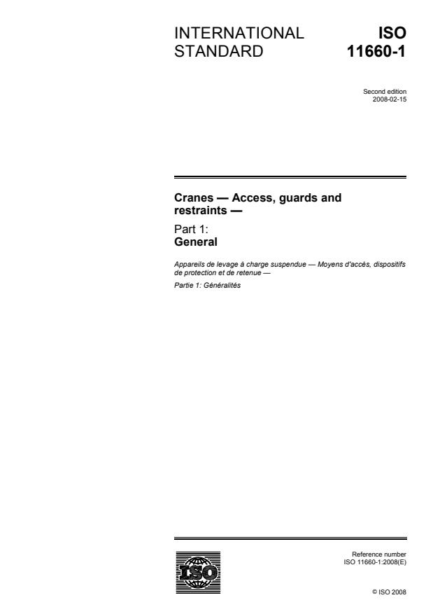 ISO 11660-1:2008 - Cranes -- Access, guards and restraints