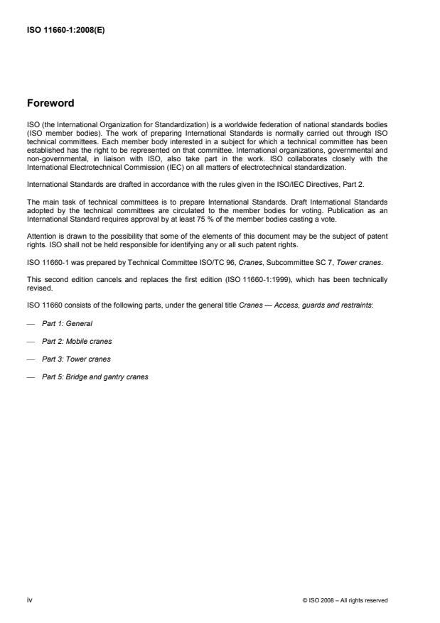 ISO 11660-1:2008 ISO 11660-1:2008 - Cranes -- Access, guards and restraints - Page 4 preview