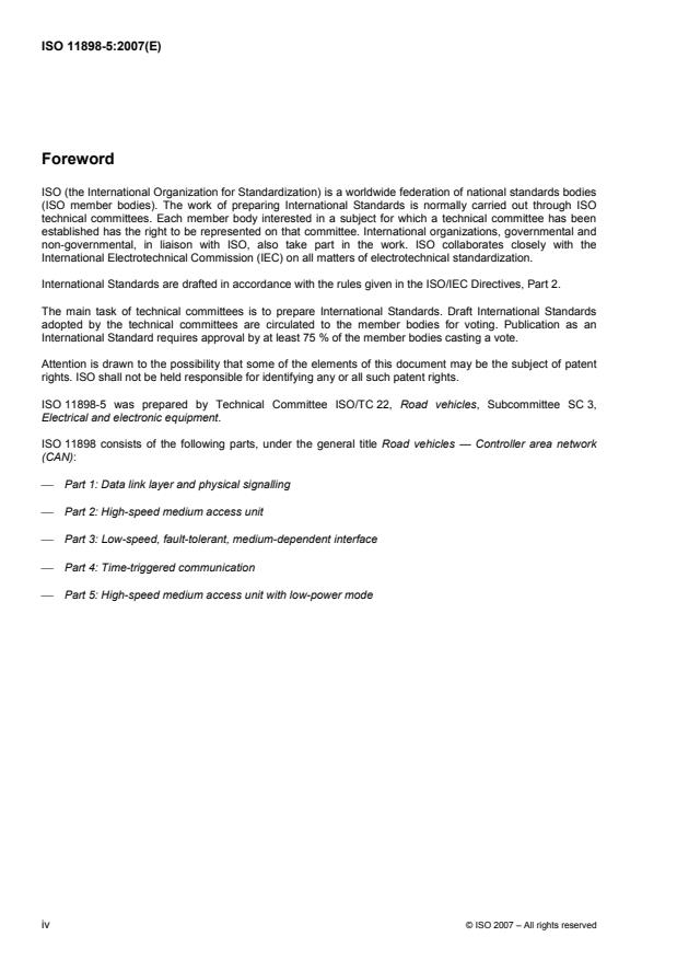 ISO 11898-5:2007 ISO 11898-5:2007 - Road vehicles -- Controller area network (CAN) - Page 4 preview