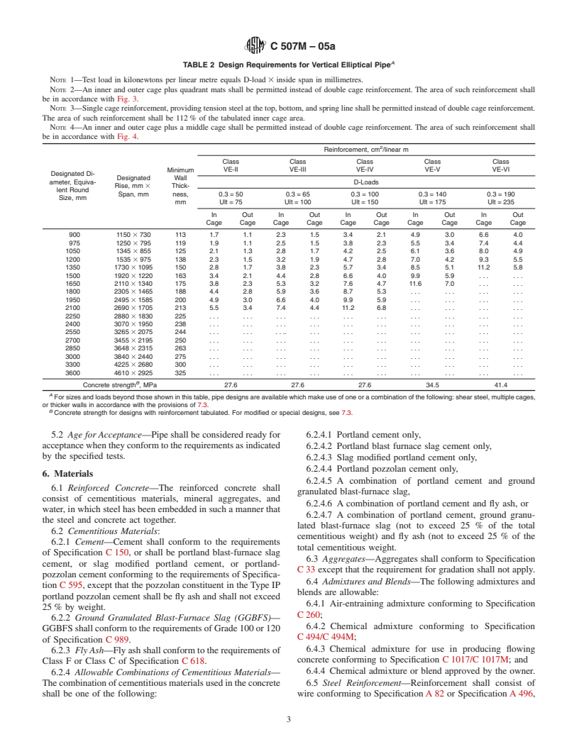 ASTM C507M-05a - Standard Specification for Reinforced Concrete Elliptical Culvert, Storm Drain, and Sewer Pipe (Metric)