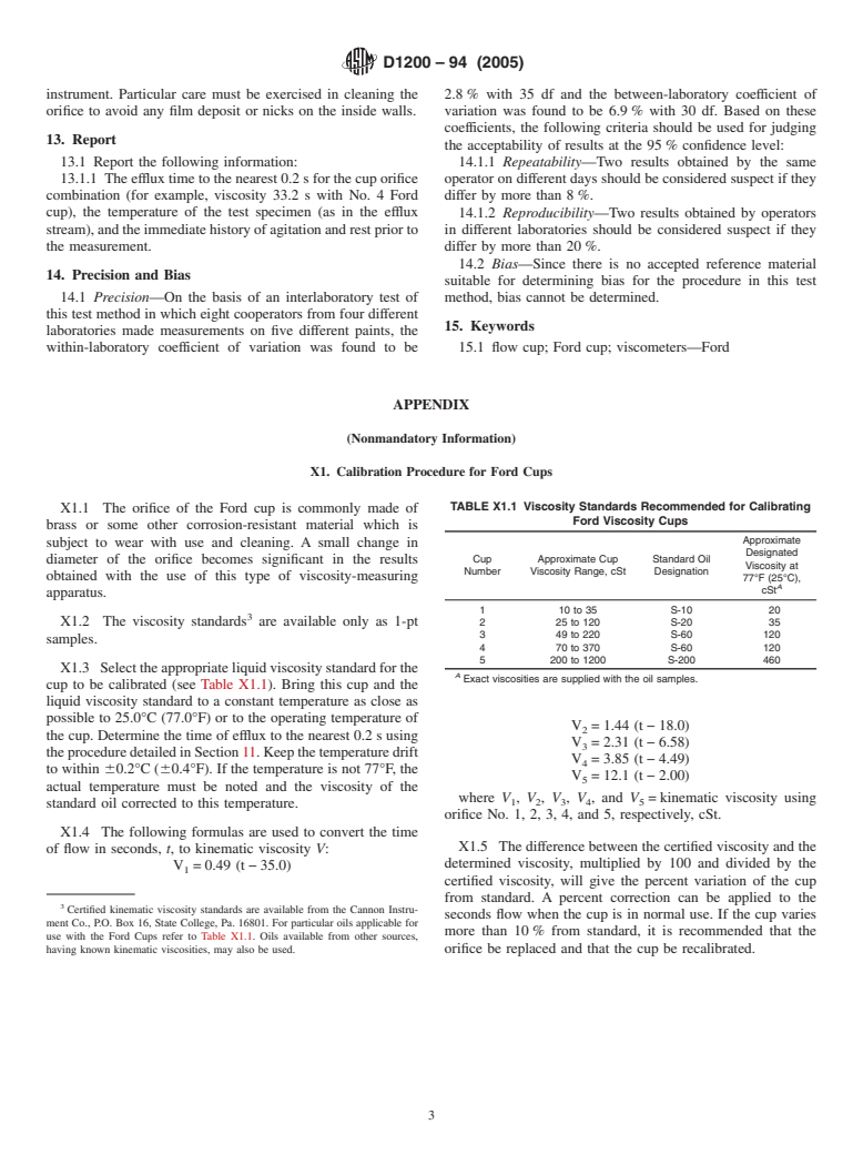 ASTM D1200-94(2005) - Standard Test Method for Viscosity by Ford Viscosity Cup