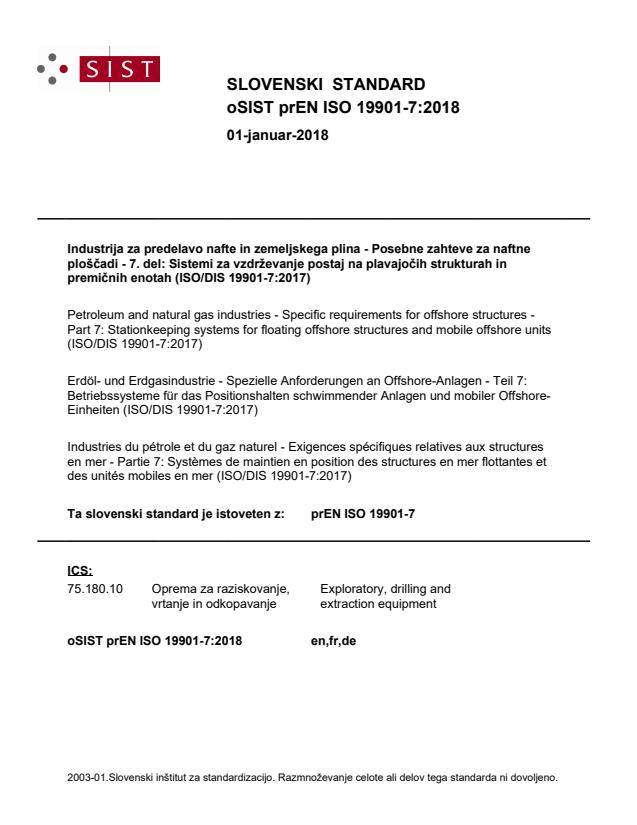 prEN ISO 19901-7:2018 - BARVE