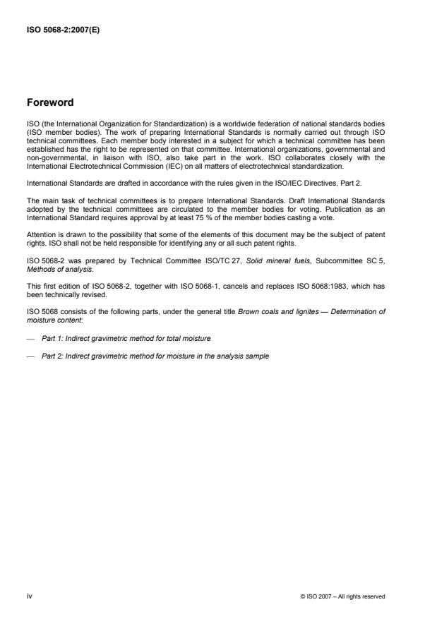 ISO 5068-2:2007 ISO 5068-2:2007 - Brown coals and lignites -- Determination of moisture content - Page 4 preview