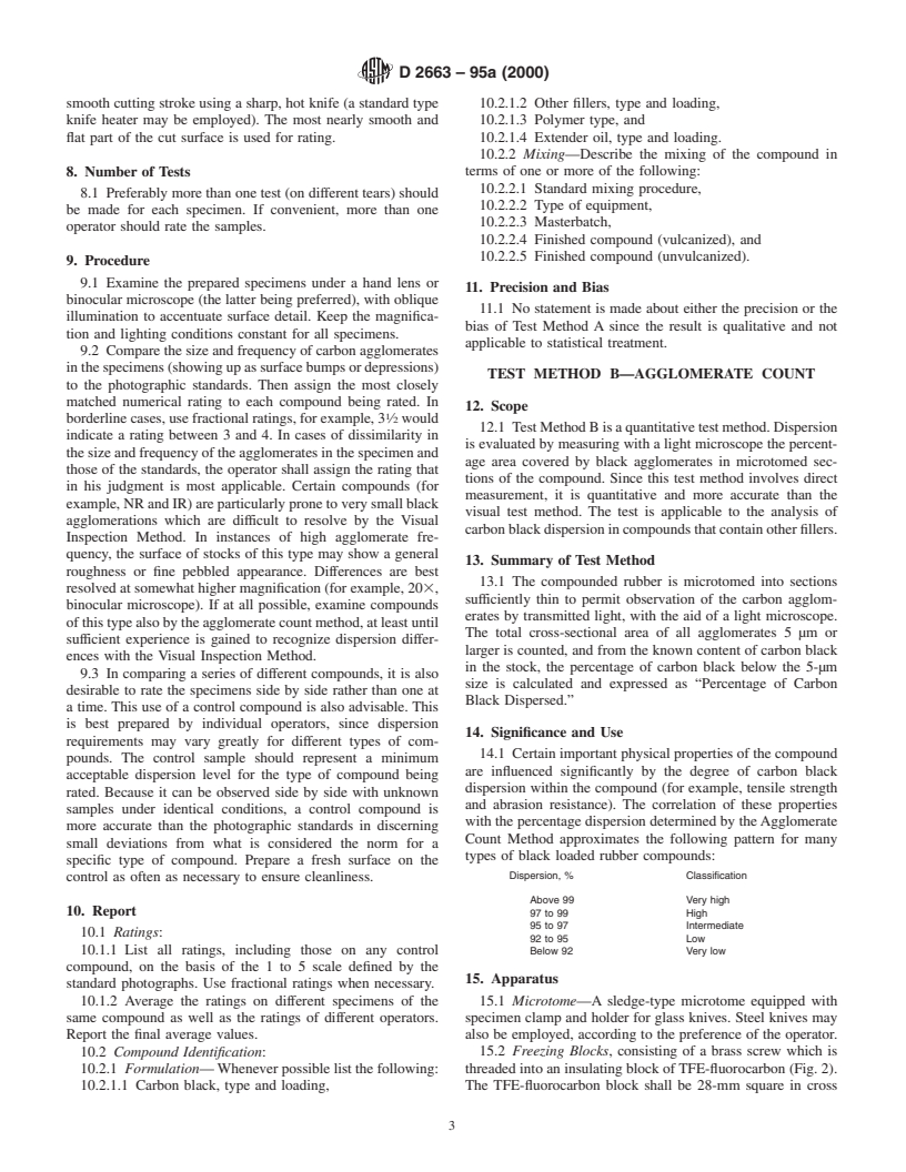 ASTM D2663-95a(2000) - Standard Test Methods for Carbon Black-Dispersion in Rubber