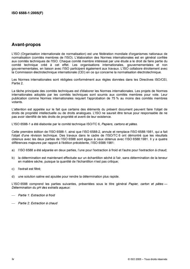 ISO 6588-1:2005 ISO 6588-1:2005 - Papier, carton et pâtes -- Détermination du pH des extraits aqueux - Page 4 preview
