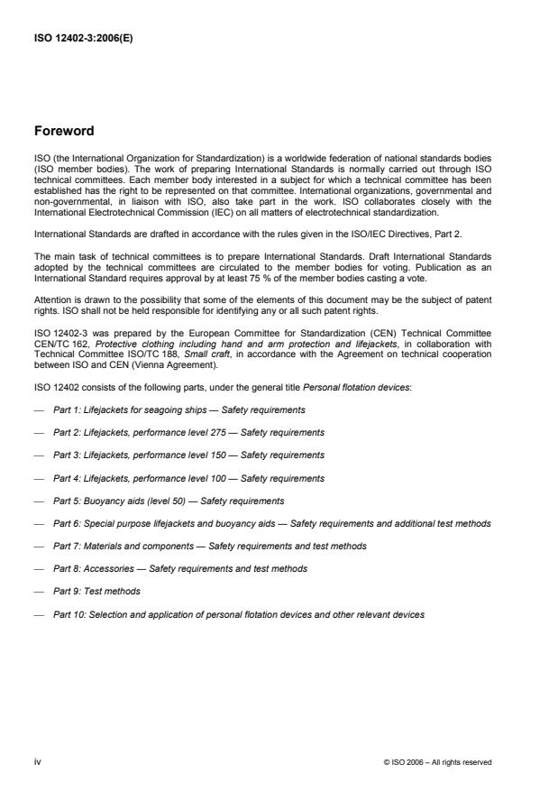 ISO 12402-3:2006 ISO 12402-3:2006 - Personal flotation devices - Page 4 preview