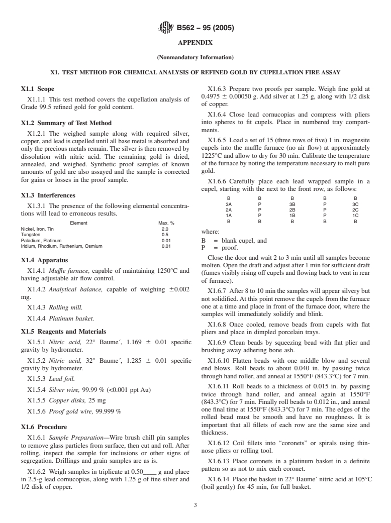 ASTM B562-95(2005) - Standard Specification for Refined Gold