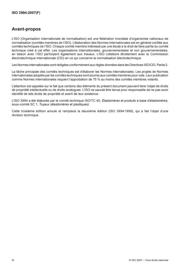 ISO 3994:2007 ISO 3994:2007 - Tuyaux en plastiques -- Tuyaux thermoplastiques a renforcement thermoplastique en spirale pour aspiration et refoulement de matieres aqueuses -- Spécifications - Page 4 preview
