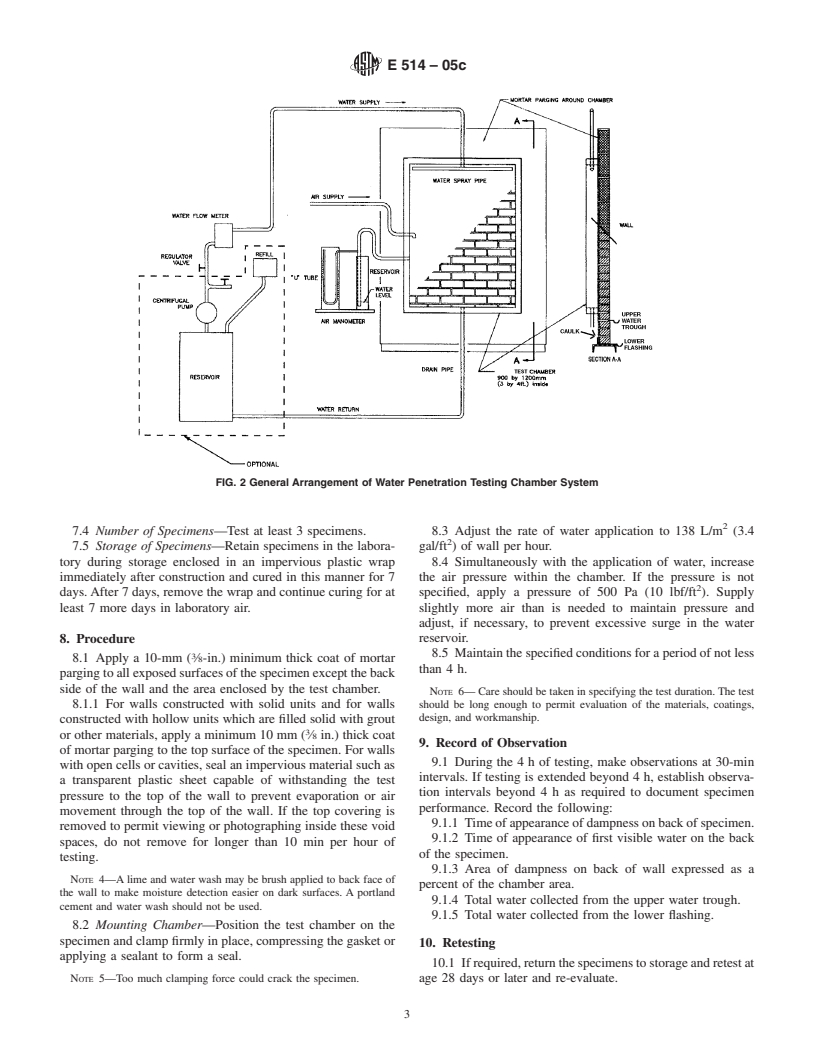 ASTM E514-05c - Standard Test Method for Water Penetration and Leakage Through Masonry