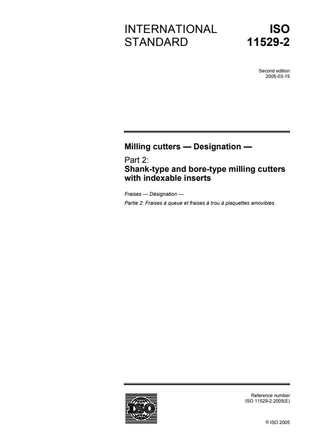 ISO 11529-2:2005 - Milling cutters -- Designation