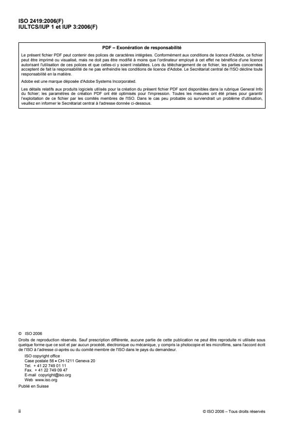 ISO 2419:2006 ISO 2419:2006 - Cuir -- Essais physiques et mécaniques -- Préparation et conditionnement des échantillons - Page 2 preview