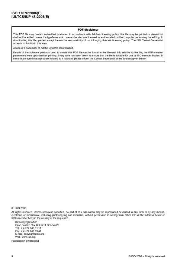 ISO 17076:2006 ISO 17076:2006 - Leather -- Physical and mechanical tests -- Determination of abrasion resistance of automotive leather - Page 2 preview