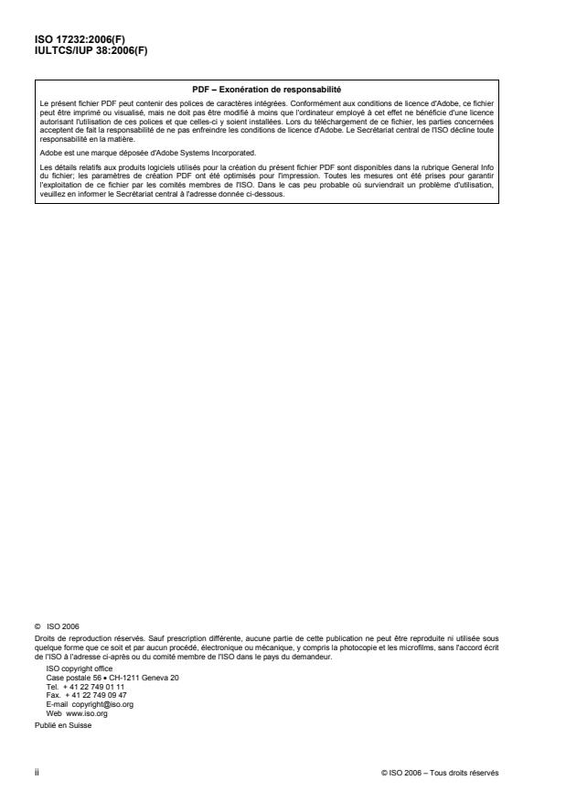 ISO 17232:2006 ISO 17232:2006 - Cuir -- Essais physiques et mécaniques -- Détermination de la résistance a la chaleur des cuirs vernis - Page 2 preview