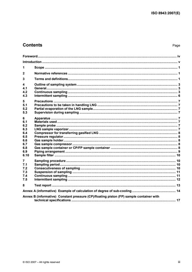 ISO 8943:2007 - Refrigerated light hydrocarbon fluids -- Sampling of liquefied natural gas -- Continuous and intermittent methods