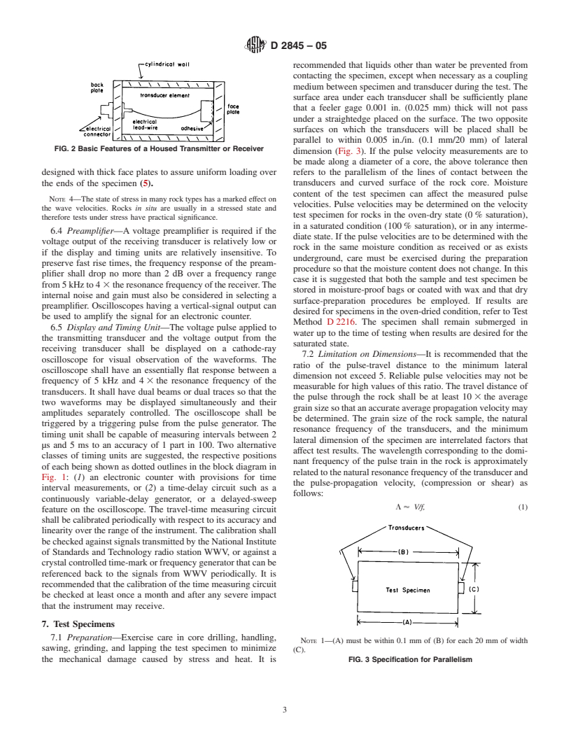 ASTM D2845-05 - Standard Test Method for Laboratory Determination of Pulse Velocities and Ultrasonic Elastic Constants of Rock