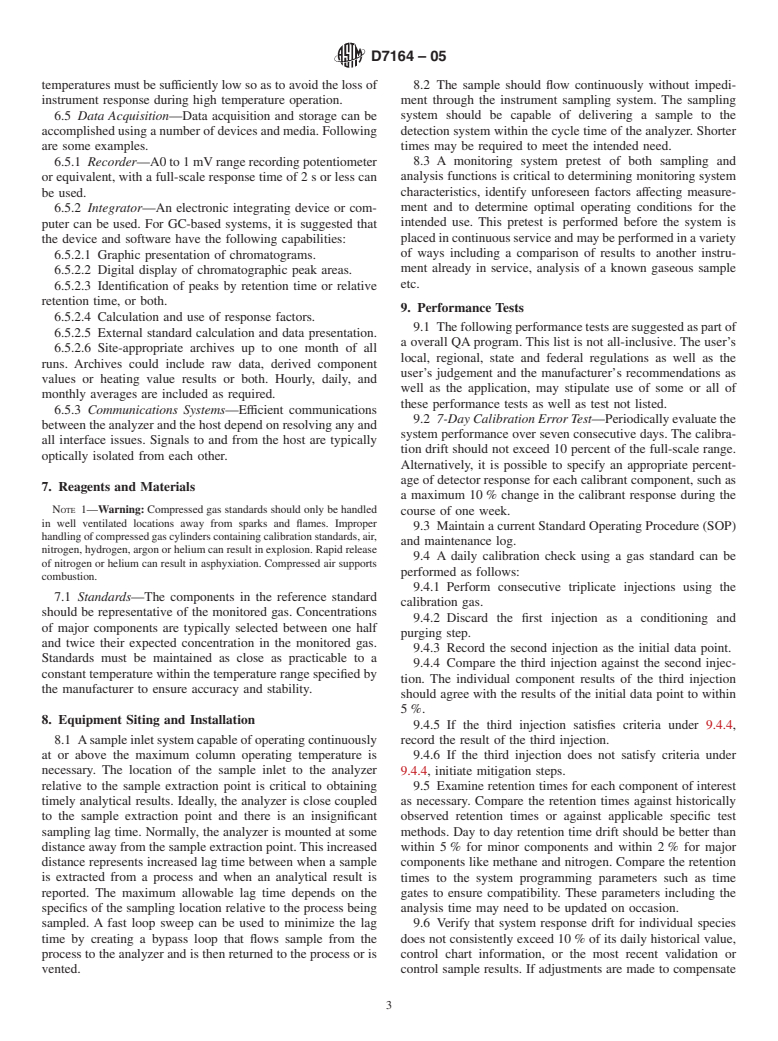 ASTM D7164-05 - Standard Practice for On-line/At-line Heating Value Determination of Gaseous Fuels by Gas Chromatography