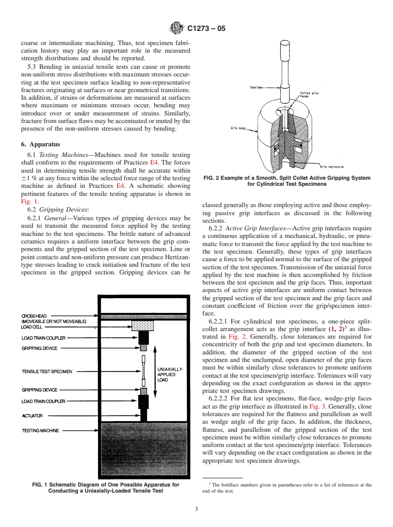 ASTM C1273-05 - Standard Test Method for Tensile Strength of Monolithic Advanced Ceramics at Ambient Temperatures