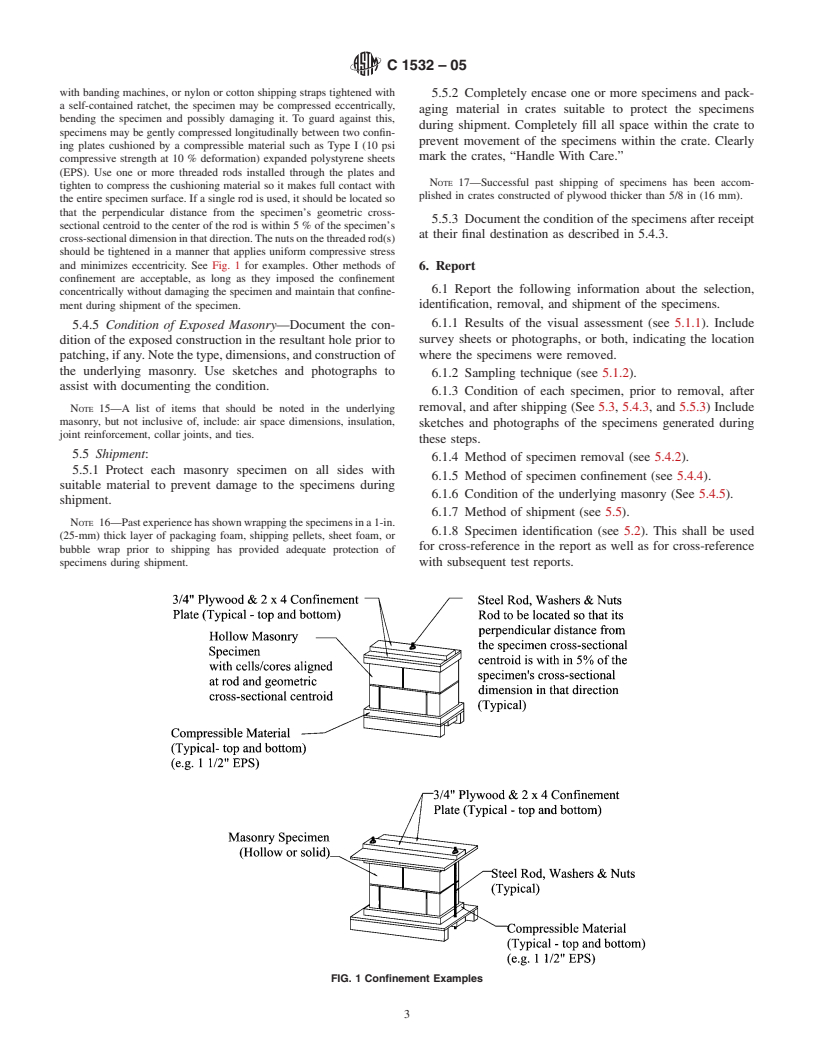 ASTM C1532-05 - Standard Practice for Selection, Removal, and Shipment of Masonry Specimens from Existing Construction