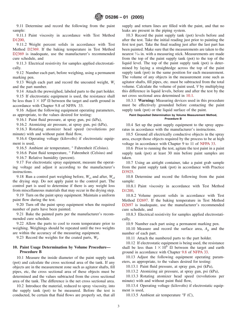 ASTM D5286-01(2005) - Standard Test Methods for Determination of Transfer Efficiency Under General Production Conditions for Spray Application of Paints