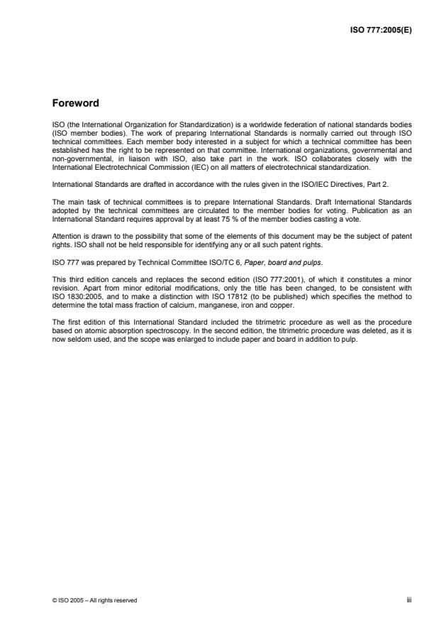 ISO 777:2005 - Paper, board and pulp -- Determination of acid-soluble calcium