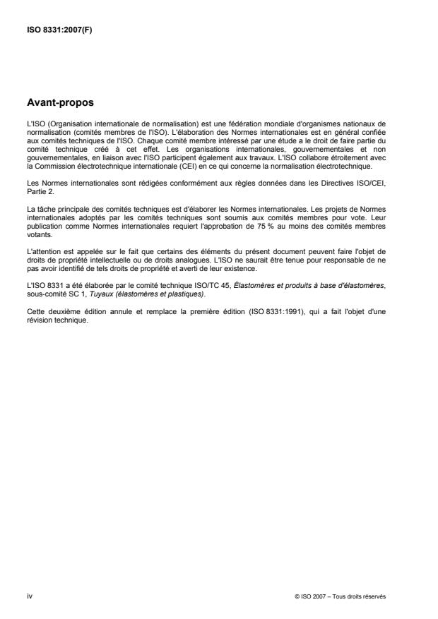 ISO 8331:2007 ISO 8331:2007 - Tuyaux et flexibles en caoutchouc et en plastique -- Lignes directrices pour la sélection, le stockage, l'utilisation et la maintenance - Page 4 preview