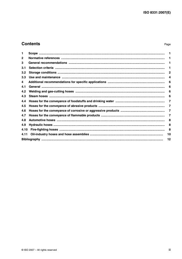 ISO 8331:2007 - Rubber and plastics hoses and hose assemblies -- Guidelines for selection, storage, use and maintenance