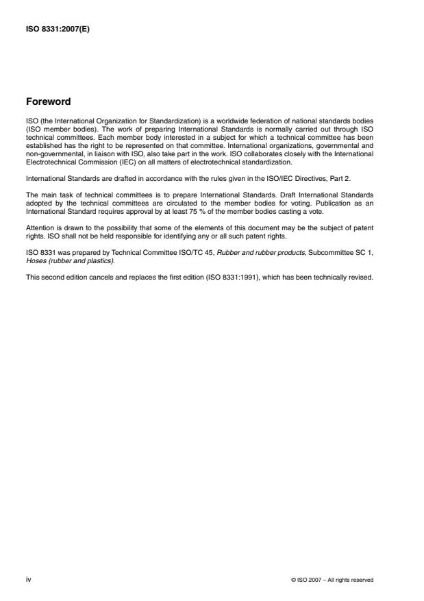 ISO 8331:2007 ISO 8331:2007 - Rubber and plastics hoses and hose assemblies -- Guidelines for selection, storage, use and maintenance - Page 4 preview