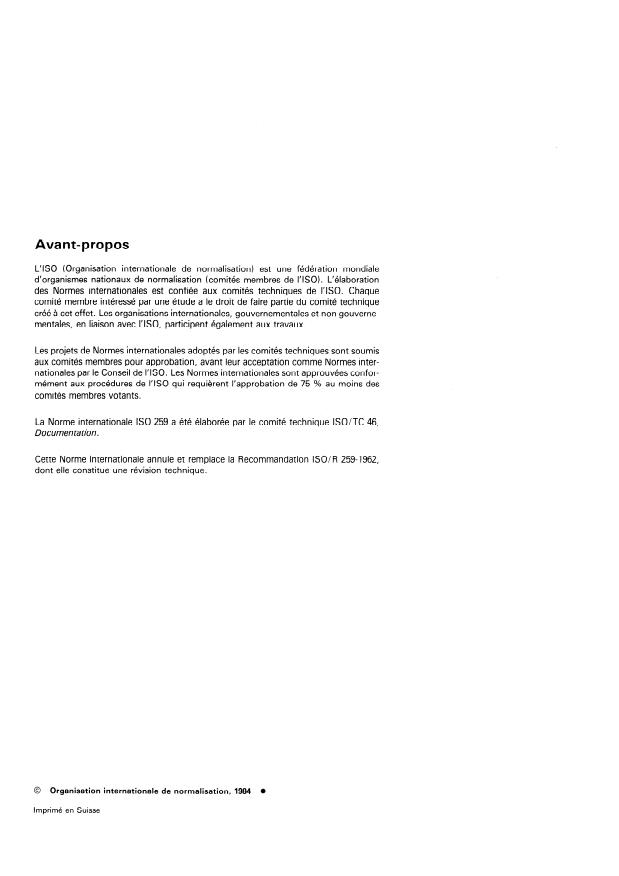 SIST ISO 259:2005 ISO 259:1984 - Documentation -- Translittération des caracteres hébraiques en caracteres latins - Page 2 preview
