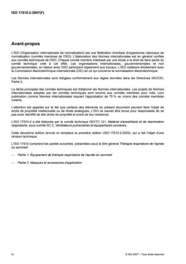 ISO 17510-2:2007 ISO 17510-2:2007 - Thérapie respiratoire de l'apnée du sommeil - Page 4 preview
