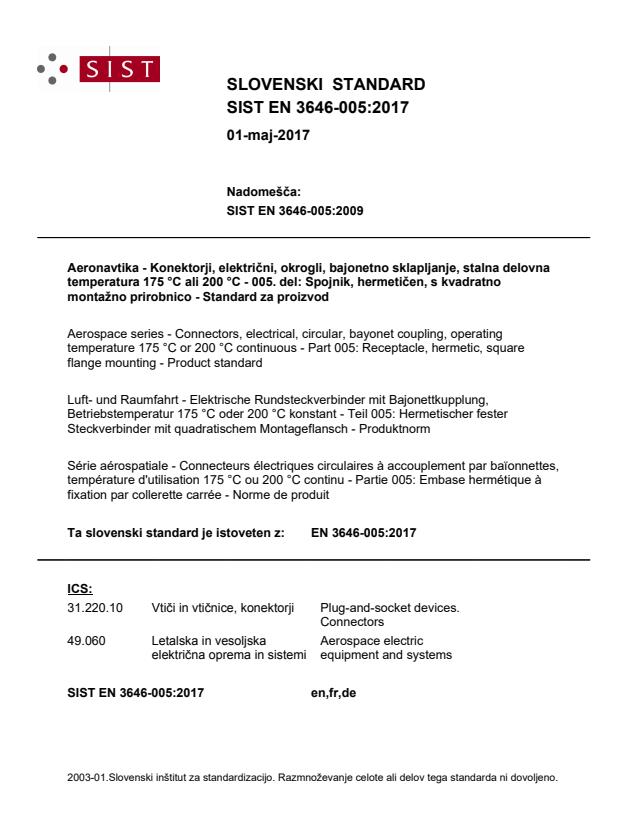 EN 3646-005:2017 EN 3646-005:2017 - Page 1 preview