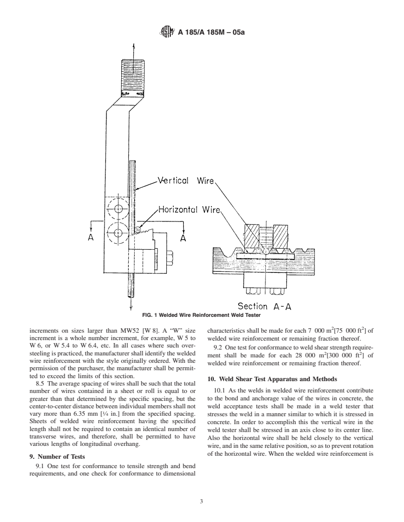 ASTM A185/A185M-05a - Standard Specification for Steel Welded Wire Reinforcement, Plain, for Concrete