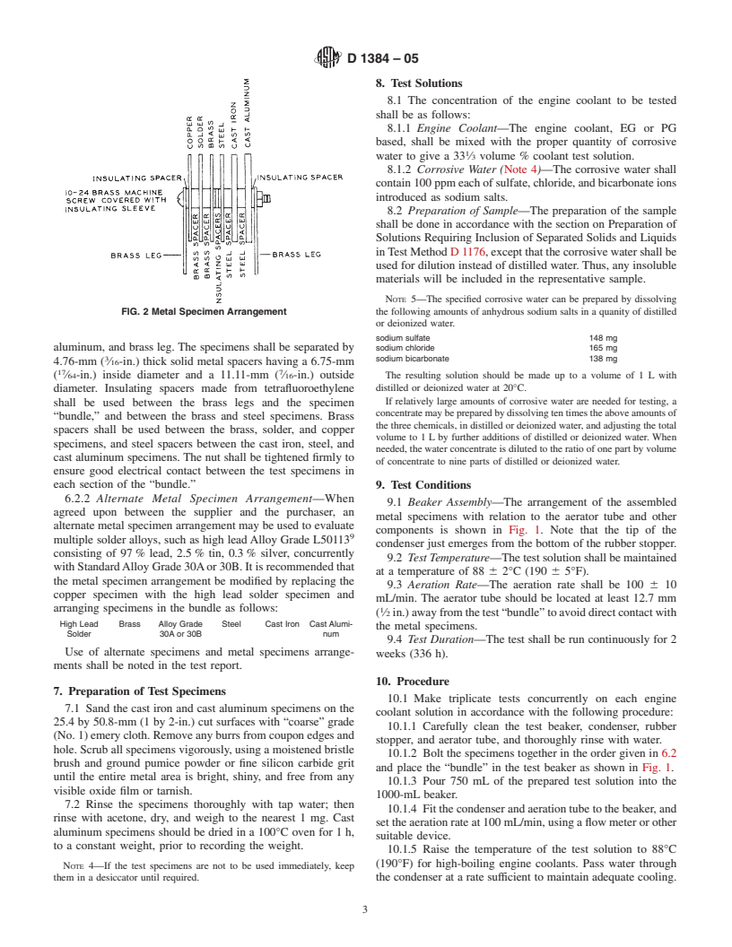 ASTM D1384-05 - Standard Test Method for Corrosion Test for Engine Coolants in Glassware