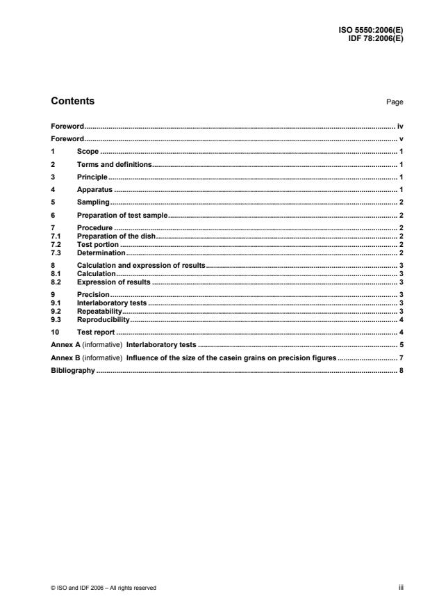 ISO 5550:2006 - Caseins and caseinates -- Determination of moisture content (Reference method)