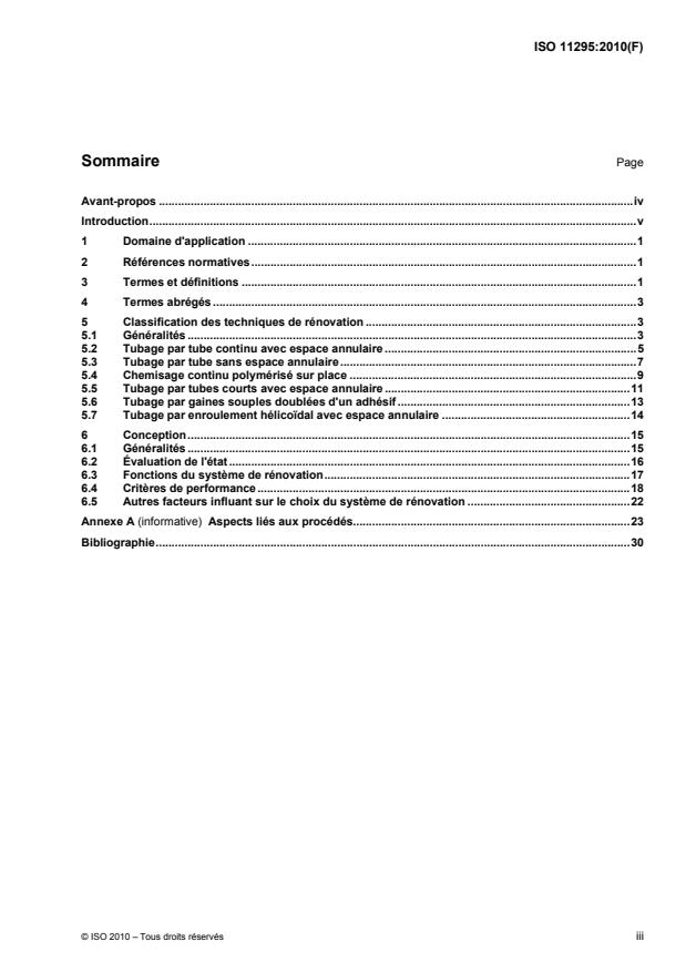 ISO 11295:2010 - Classification et informations relatives a la conception des systemes de canalisations en plastique destinés a la rénovation