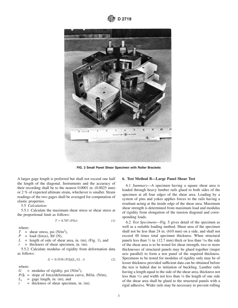 ASTM D2719-89(2001)e1 - Standard Test Methods for Structural Panels in Shear Through-the-Thickness