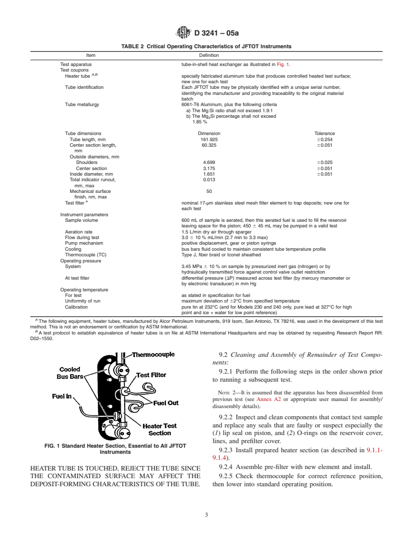 ASTM D3241-05a - Standard Test Method for Thermal Oxidation Stability of Aviation Turbine Fuels (JFTOT Procedure)