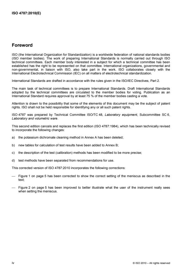 ISO 4787:2010 ISO 4787:2010 - Laboratory glassware -- Volumetric instruments -- Methods for testing of capacity and for use - Page 4 preview