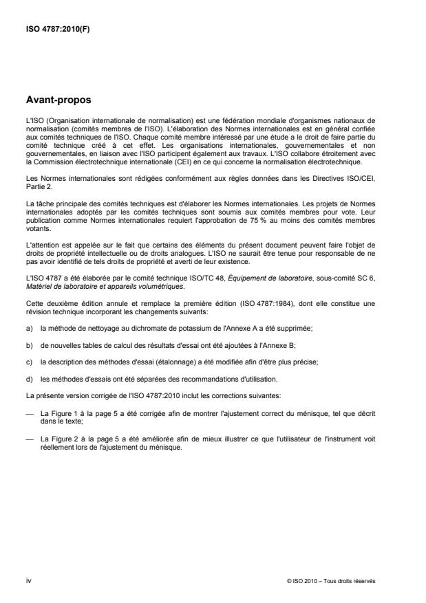 ISO 4787:2010 ISO 4787:2010 - Verrerie de laboratoire -- Instruments volumétriques -- Méthodes de vérification de la capacité et d'utilisation - Page 4 preview