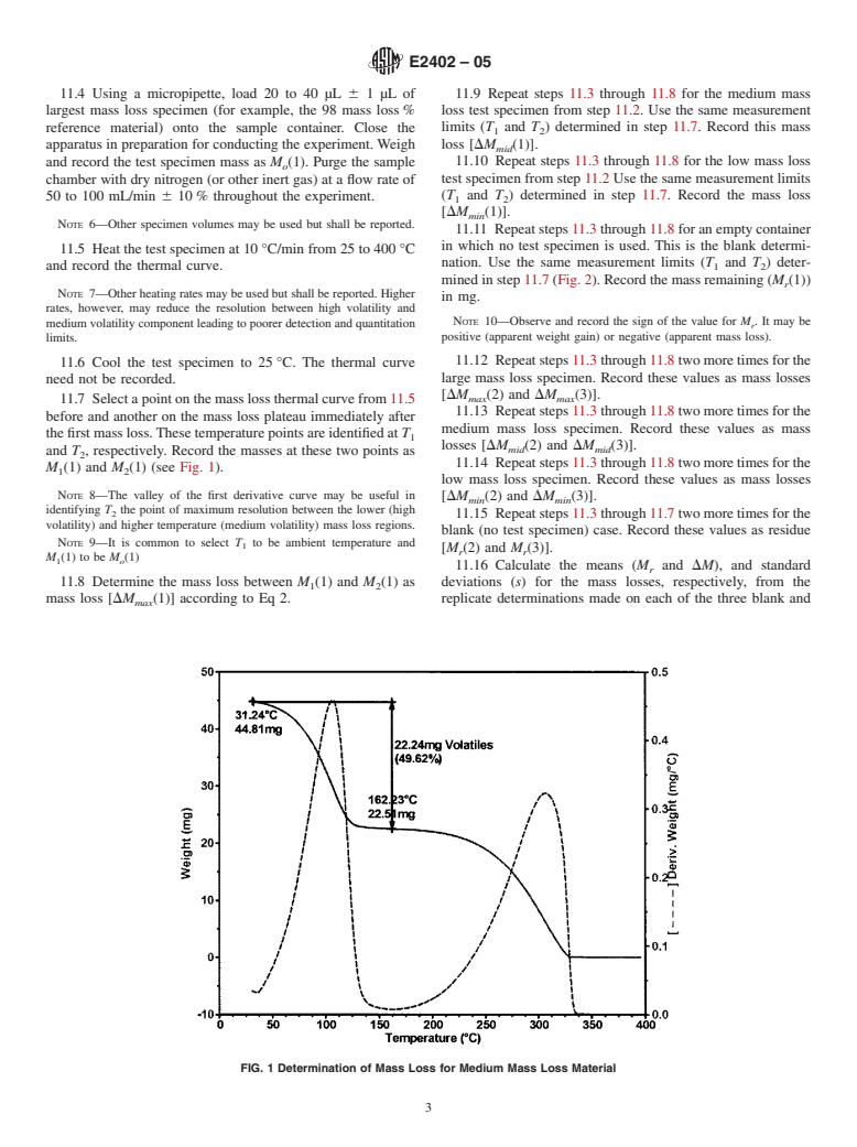 ASTM E2402-05 - Standard Test Method for Mass Loss and Residue Measurement Validation of Thermogravimetric Analyzers