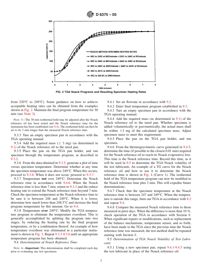 ASTM D6375-05 - Standard Test Method for Evaporation Loss of Lubricating Oils by Thermogravimetric Analyzer (TGA) Noack Method